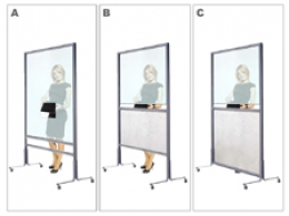 Pannello divisorio MACRO finestrato "laminato" - cm 150x200h con fessura passacarte cm.30x8h